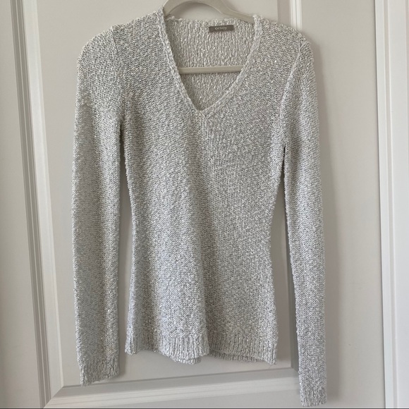Sweaters - Orsay sparkly white fall sweater V-neck tight fit